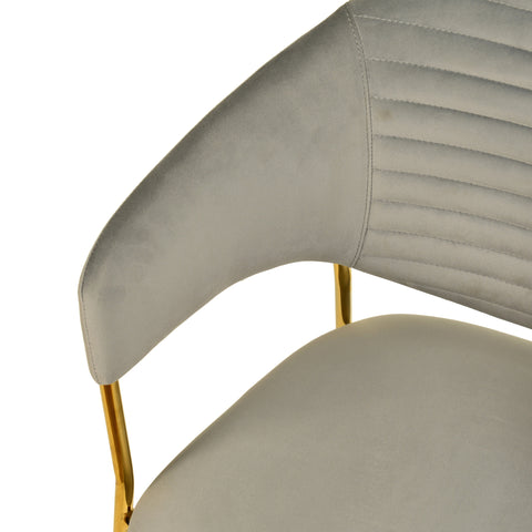 Bella Dining Chair Upholsted in Leather or Velvet in Gold Stainless Steel