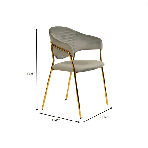 Bella Dining Chair Upholsted in Leather or Velvet in Gold Stainless Steel