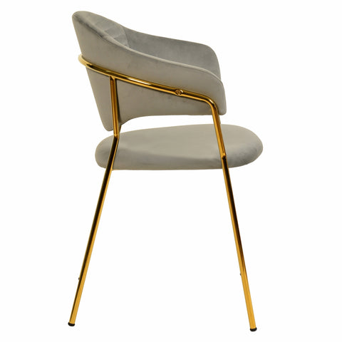 Bella Dining Chair Upholsted in Leather or Velvet in Gold Stainless Steel