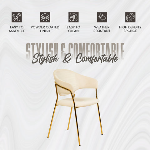 Bella Dining Chair Upholsted in Leather or Velvet in Gold Stainless Steel