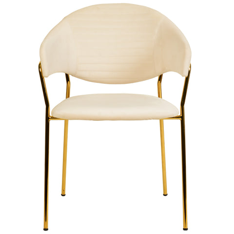 Bella Dining Chair Upholsted in Leather or Velvet in Gold Stainless Steel