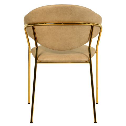 Bella Dining Chair Upholsted in Leather or Velvet in Gold Stainless Steel