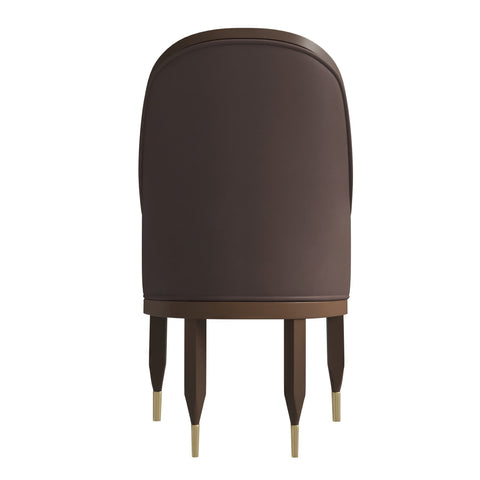 Belle Leather Dining Chair with Arms and Gold Metal Caps with Rubberwood Frame and Legs