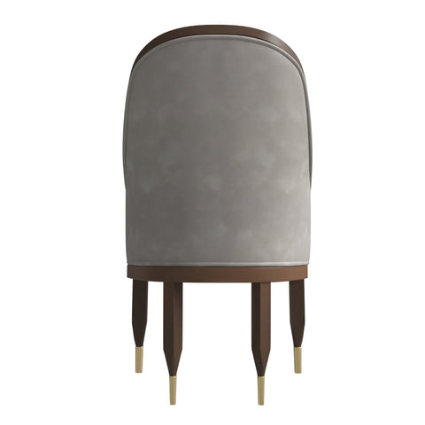 Belle Leather Dining Chair with Arms and Gold Metal Caps with Rubberwood Frame and Legs