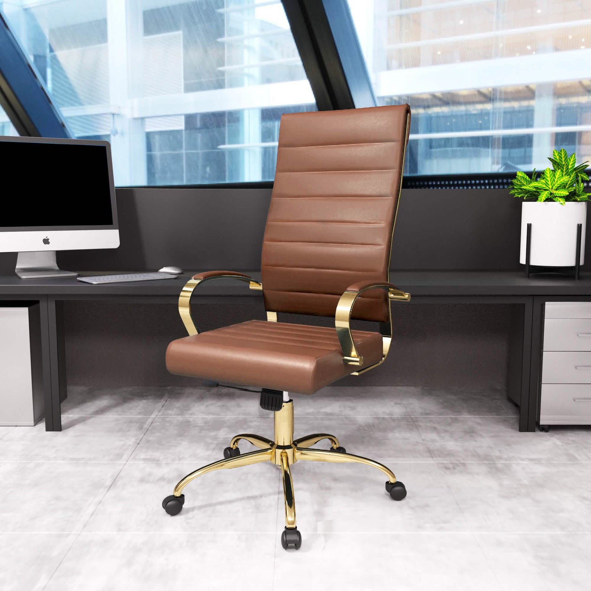 Benmar High - Back Leather Adjustable Office Conference Chair