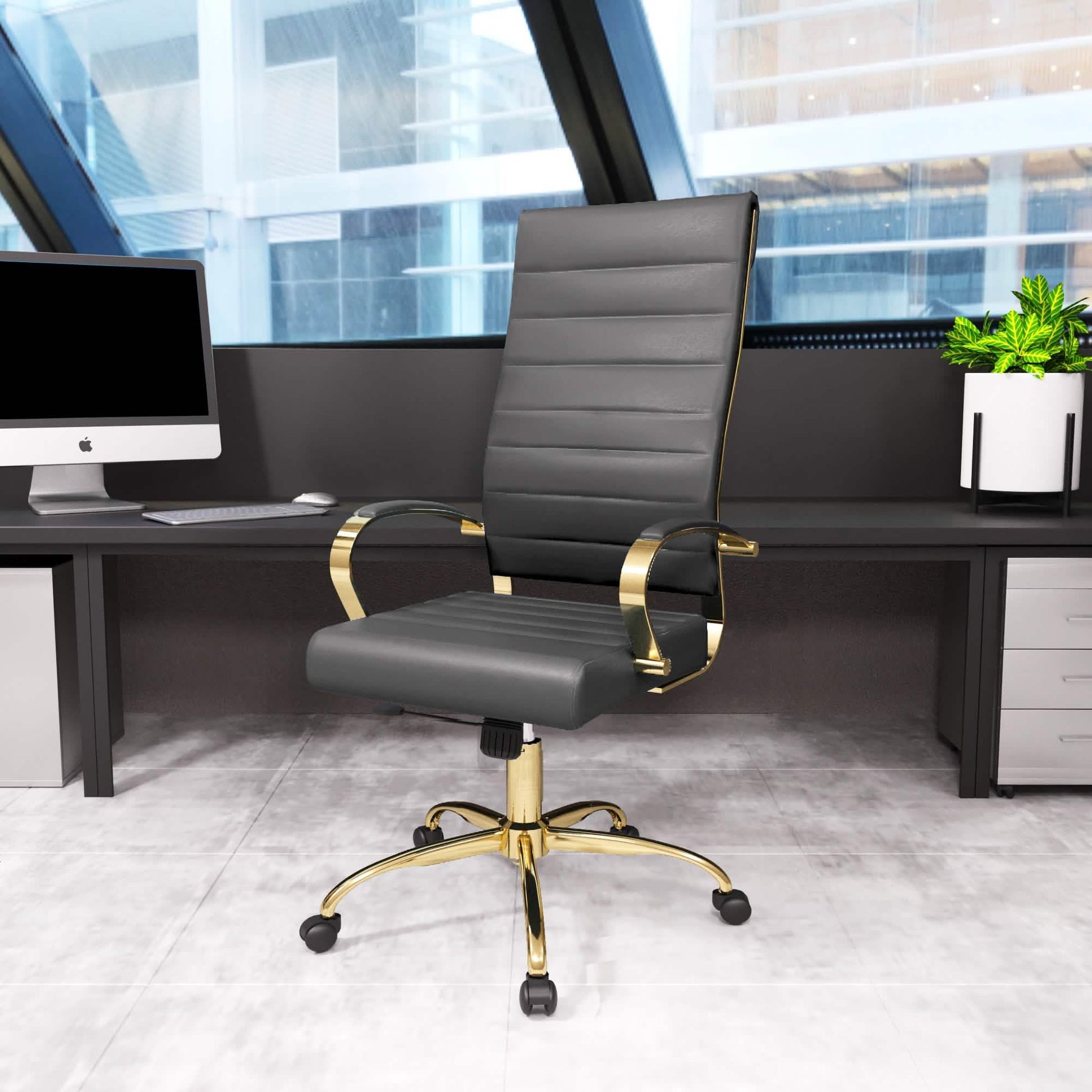 Benmar High - Back Leather Adjustable Office Conference Chair