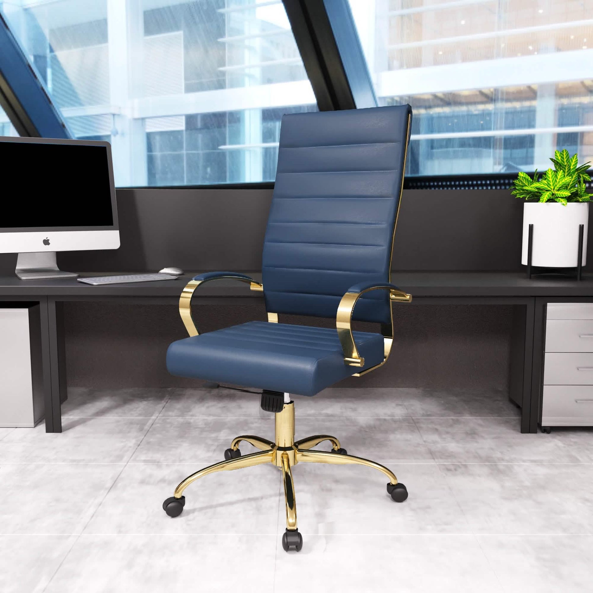 Benmar High - Back Leather Adjustable Office Conference Chair