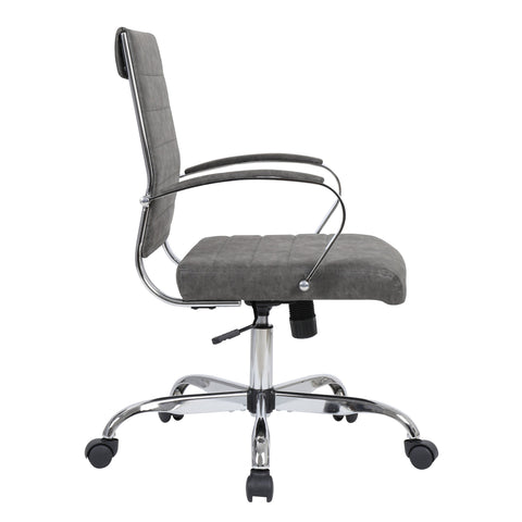 Benmar Mid-Back Leather Office Conference Chair Adjustable Height, Swivel, and Tilt