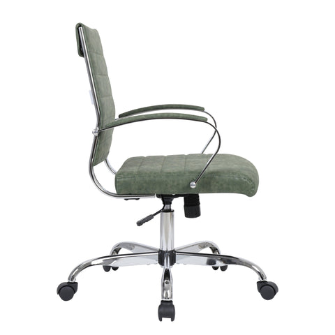 Benmar Mid-Back Leather Office Conference Chair Adjustable Height, Swivel, and Tilt