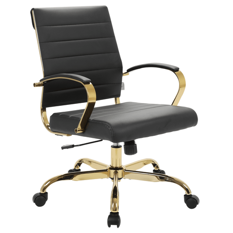 Benmar Mid-Back Leather Office Conference Chair Adjustable Height, Swivel, and Tilt