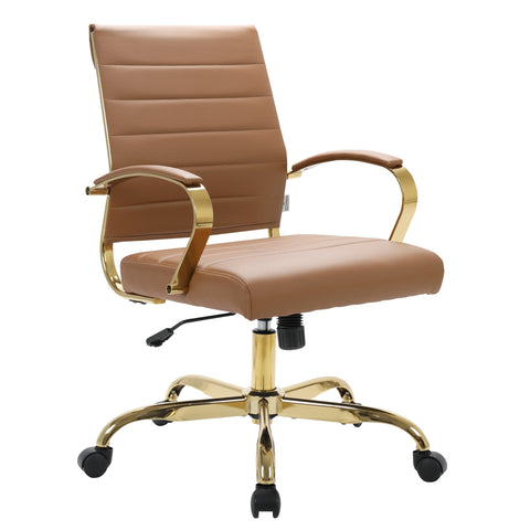 Benmar Mid-Back Leather Office Conference Chair Adjustable Height, Swivel, and Tilt