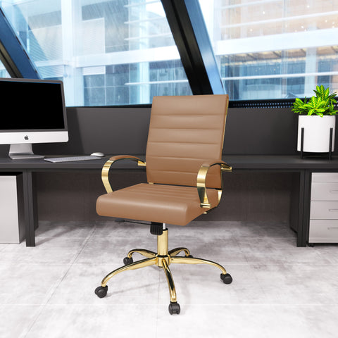 Benmar Mid-Back Leather Office Conference Chair Adjustable Height, Swivel, and Tilt