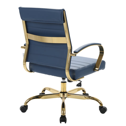 Benmar Mid-Back Leather Office Conference Chair Adjustable Height, Swivel, and Tilt