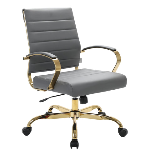 Benmar Mid-Back Leather Office Conference Chair Adjustable Height, Swivel, and Tilt