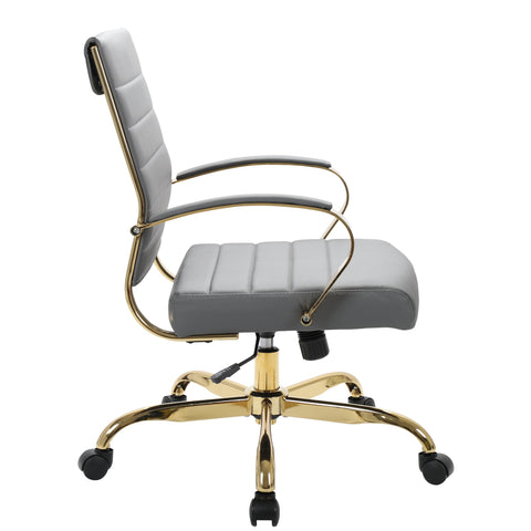 Benmar Mid-Back Leather Office Conference Chair Adjustable Height, Swivel, and Tilt