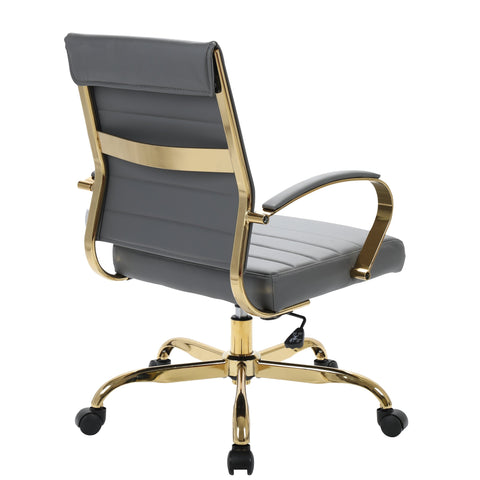 Benmar Mid-Back Leather Office Conference Chair Adjustable Height, Swivel, and Tilt