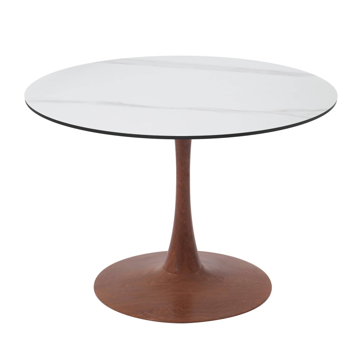 Bristol 27"/31"/35" Round Dining Table Wood Transfer Cherry/Natural/Walnut Base with Sintered Stone Table Top