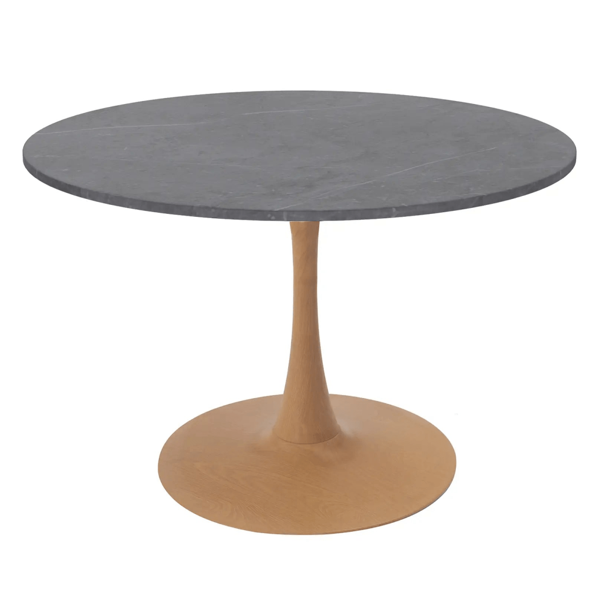 Bristol 36" Round Dining Table with Marbled Grey Sintered Stone Top and Steel Pedestal Base