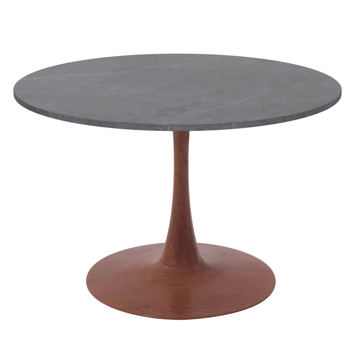 Bristol 36" Round Dining Table with Marbled Grey Sintered Stone Top and Steel Pedestal Base