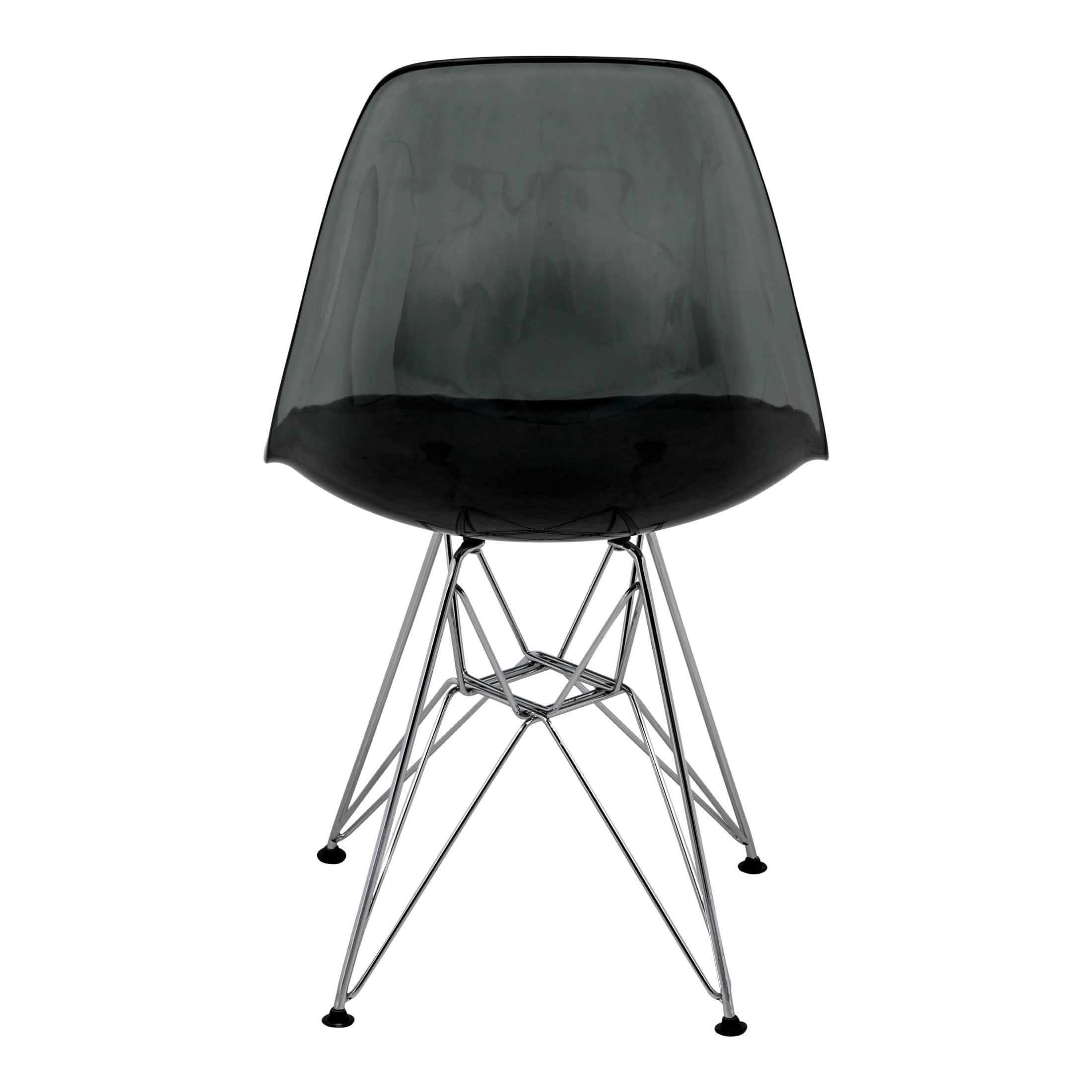 Bristol 5 - Piece Dining Set 35" MDF Round Table with 4 ABS Plastic Side Chair in Chrome