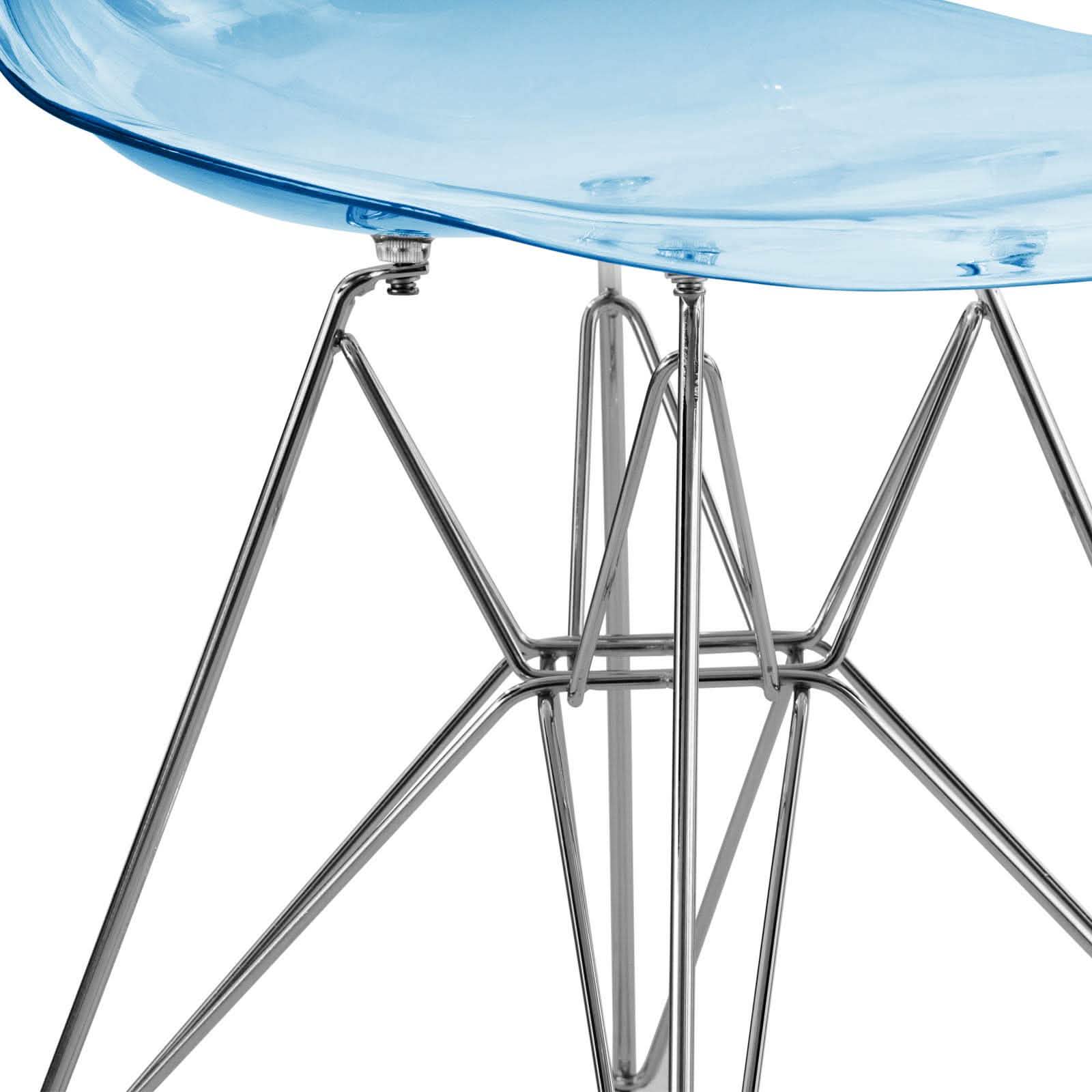 Bristol 5 - Piece Dining Set 35" Round Dining Table in Black Iron - 4 ABS Plastic Side Chair in Chrome