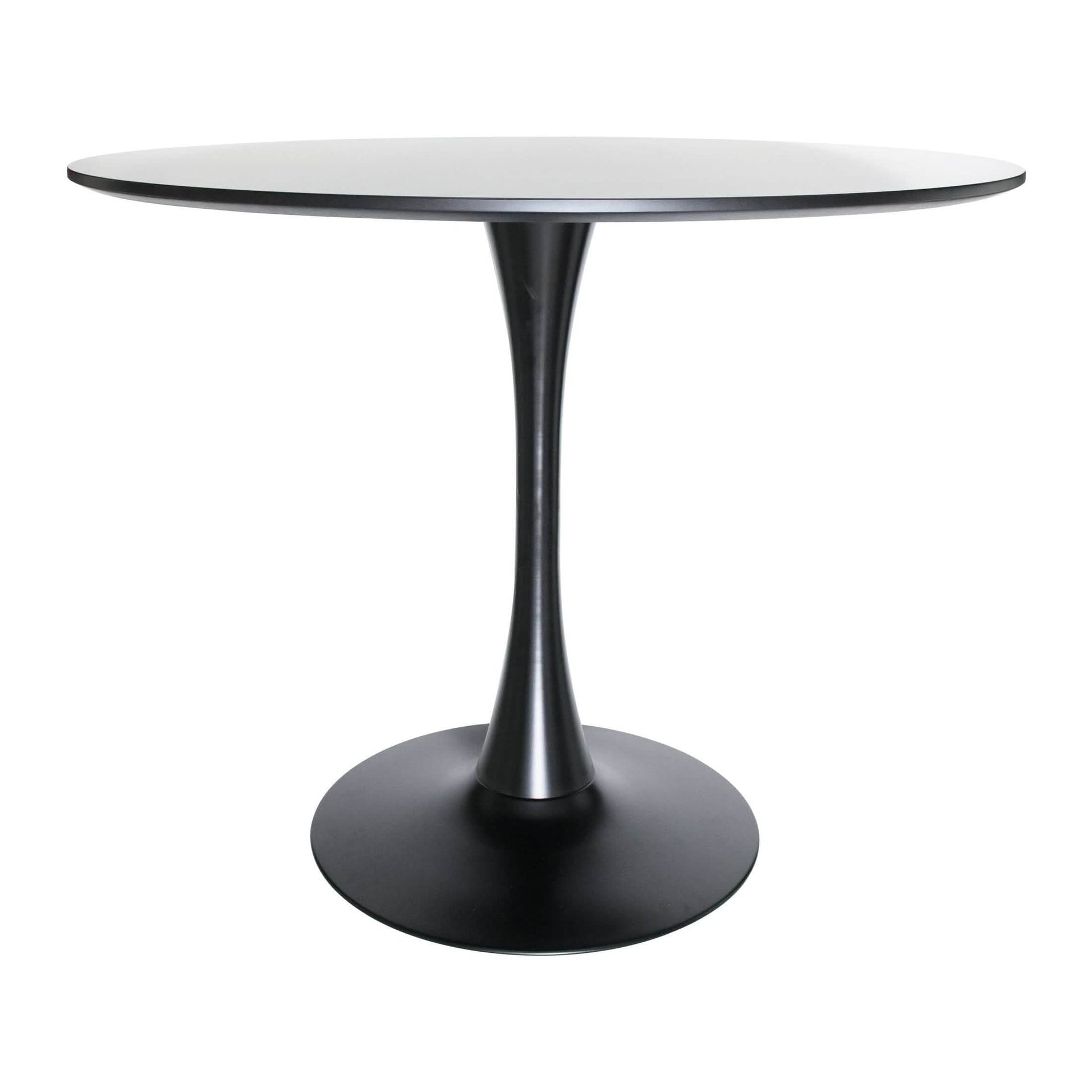Bristol 5 - Piece Dining Set 35" Round Dining Table in Black Iron - 4 ABS Plastic Side Chair in Chrome