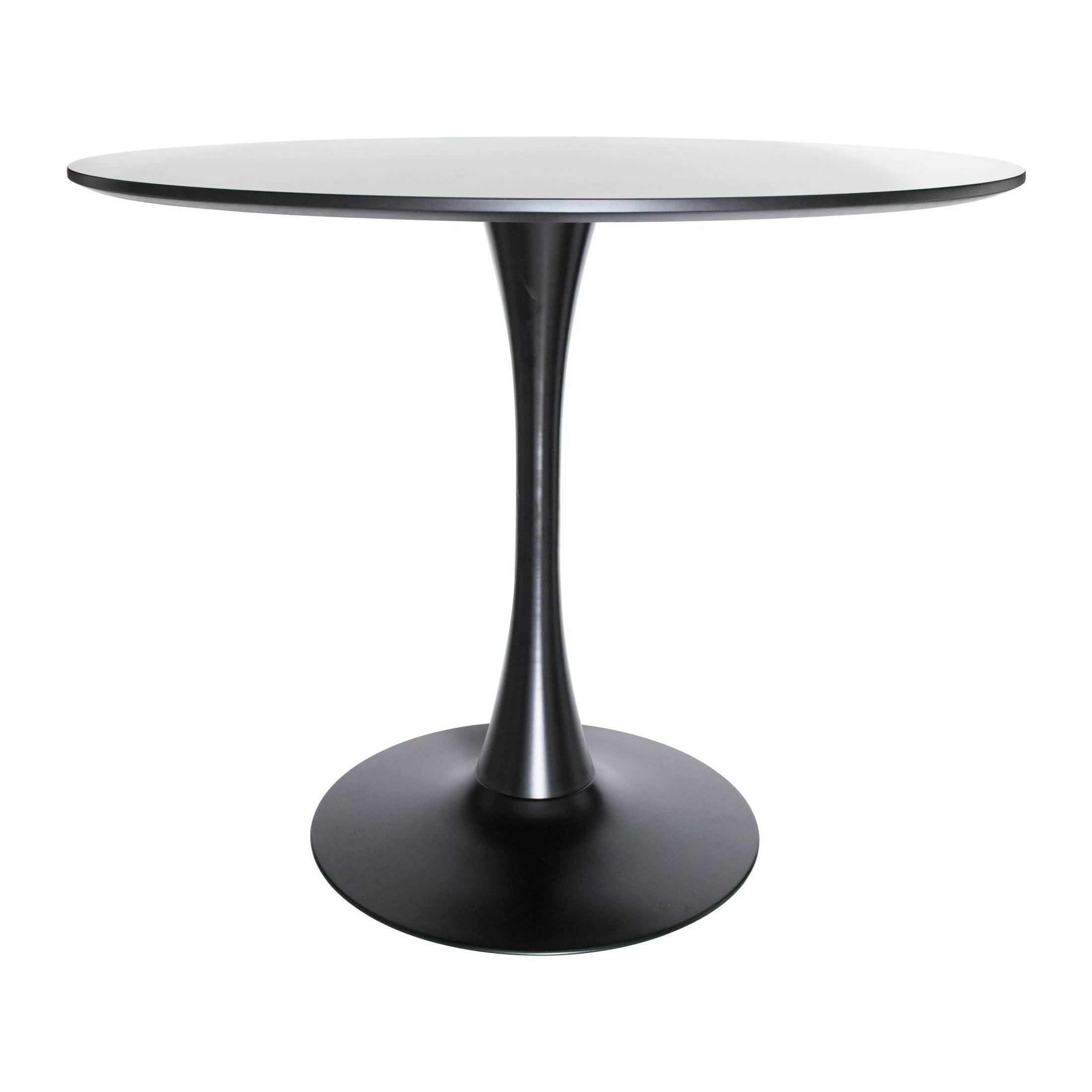Bristol 5 - Piece Dining Set 35" Round Dining Table in Black Iron - 4 ABS Plastic Side Chair in Chrome