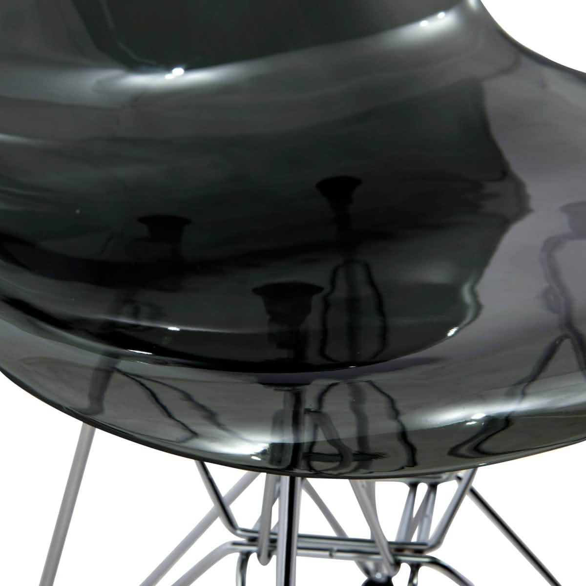 Bristol 5 - Piece Dining Set 35" Round Dining Table in Black Iron - 4 ABS Plastic Side Chair in Chrome