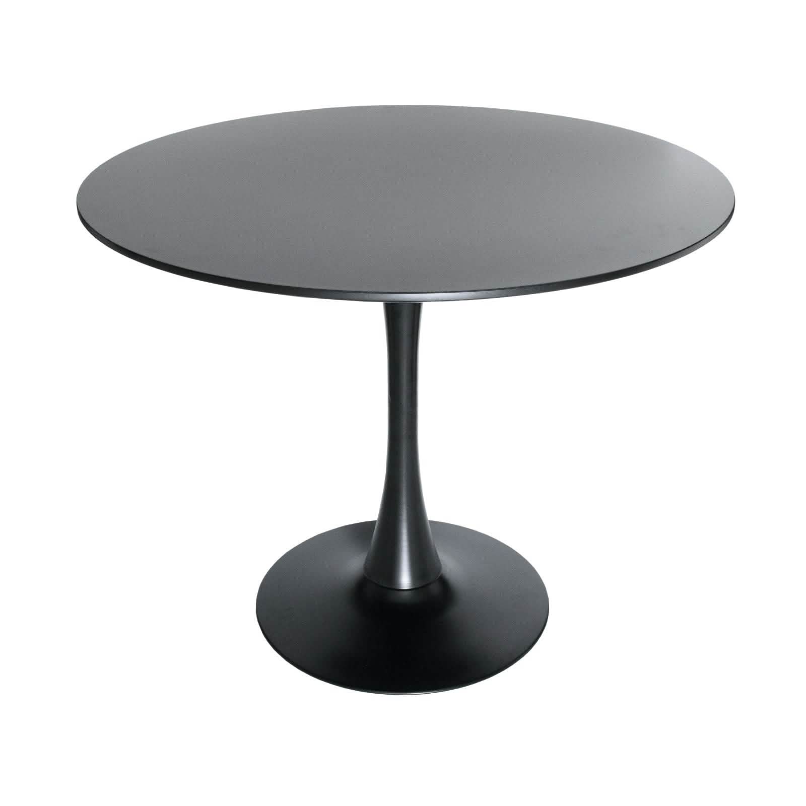Bristol 5 - Piece Dining Set 35" Round Dining Table in Black Iron - 4 ABS Plastic Side Chair in Chrome