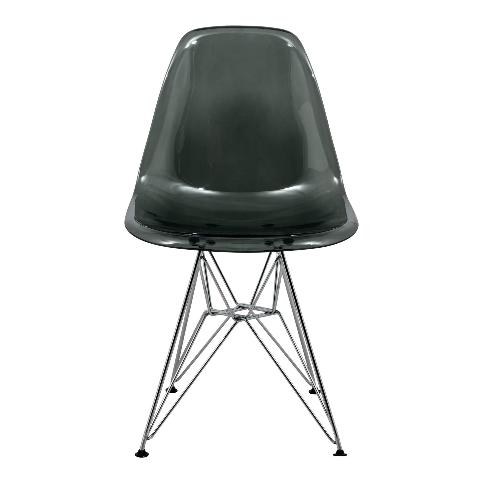 Bristol 5 - Piece Dining Set 35" Round Dining Table in Black Iron - 4 ABS Plastic Side Chair in Chrome