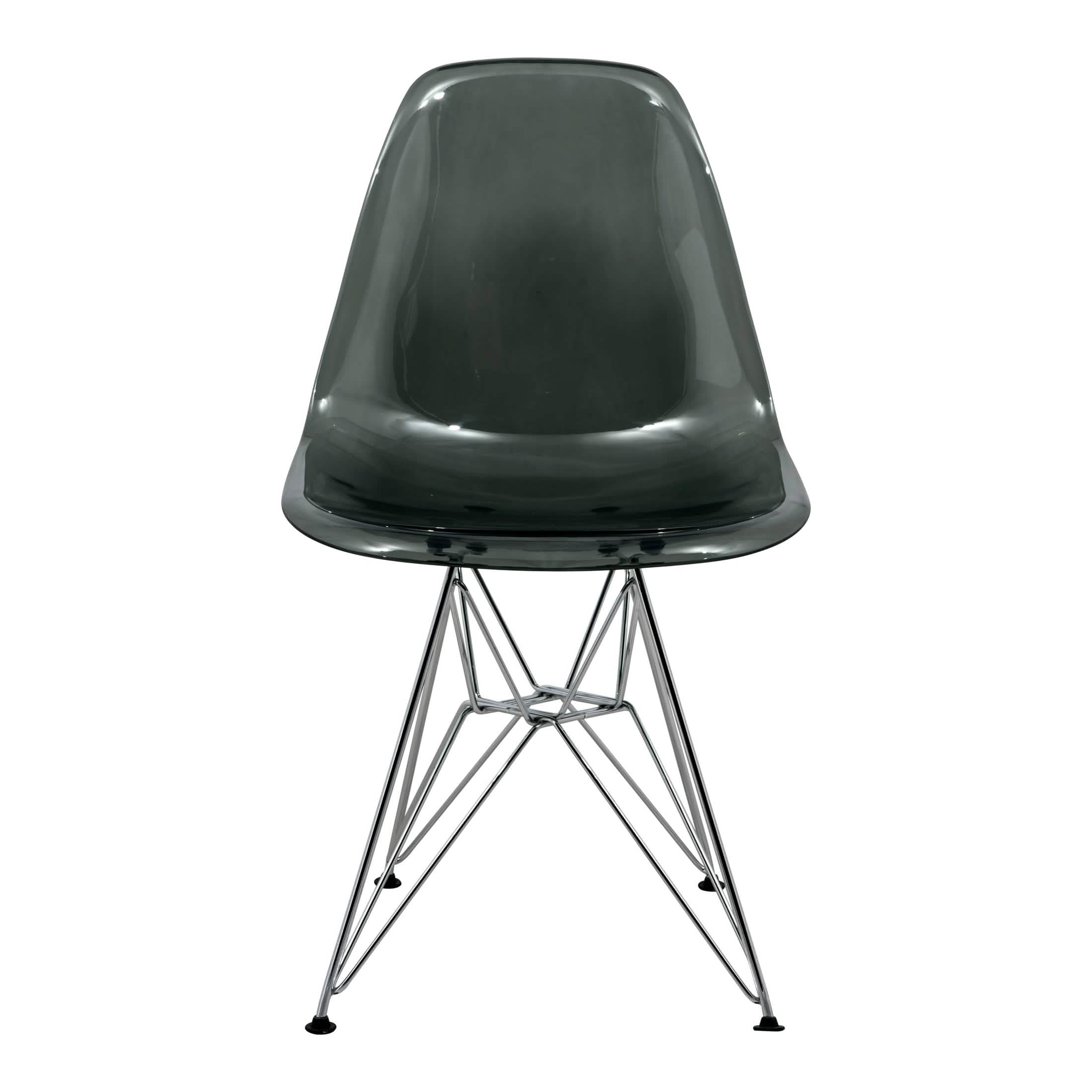 Bristol 5 - Piece Dining Set 35" Round Dining Table in Black Iron - 4 ABS Plastic Side Chair in Chrome