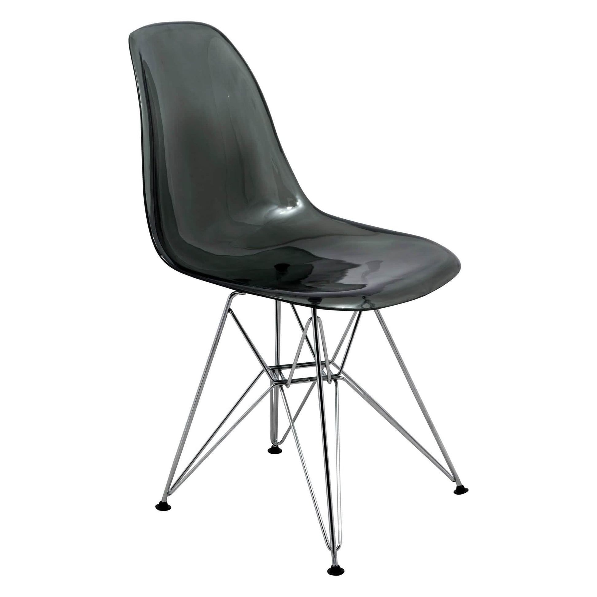 Bristol 5 - Piece Dining Set 35" Round Dining Table in Black Iron - 4 ABS Plastic Side Chair in Chrome