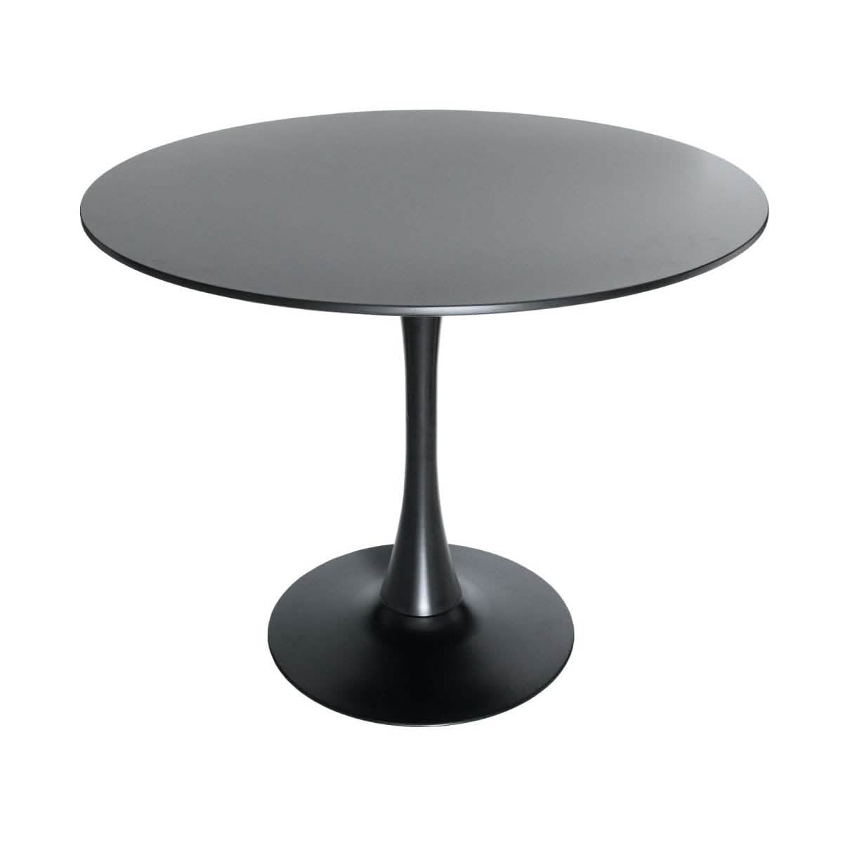 Bristol 5 - Piece Dining Set 35" Round Dining Table in Black Iron - 4 ABS Plastic Side Chair in Chrome