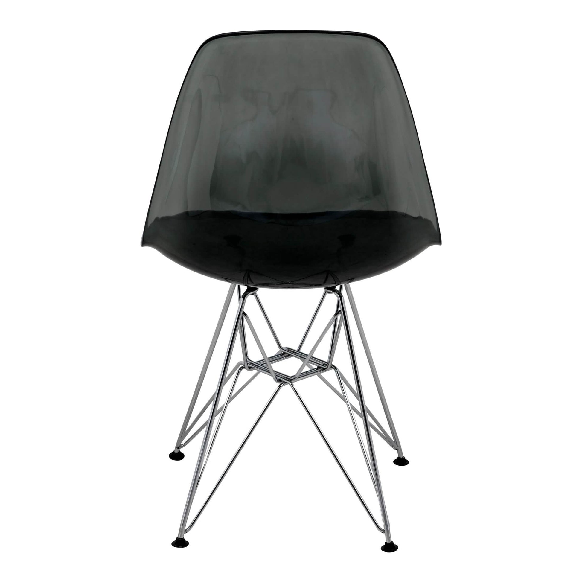 Bristol 5 - Piece Dining Set 35" Round Dining Table in Black Iron - 4 ABS Plastic Side Chair in Chrome
