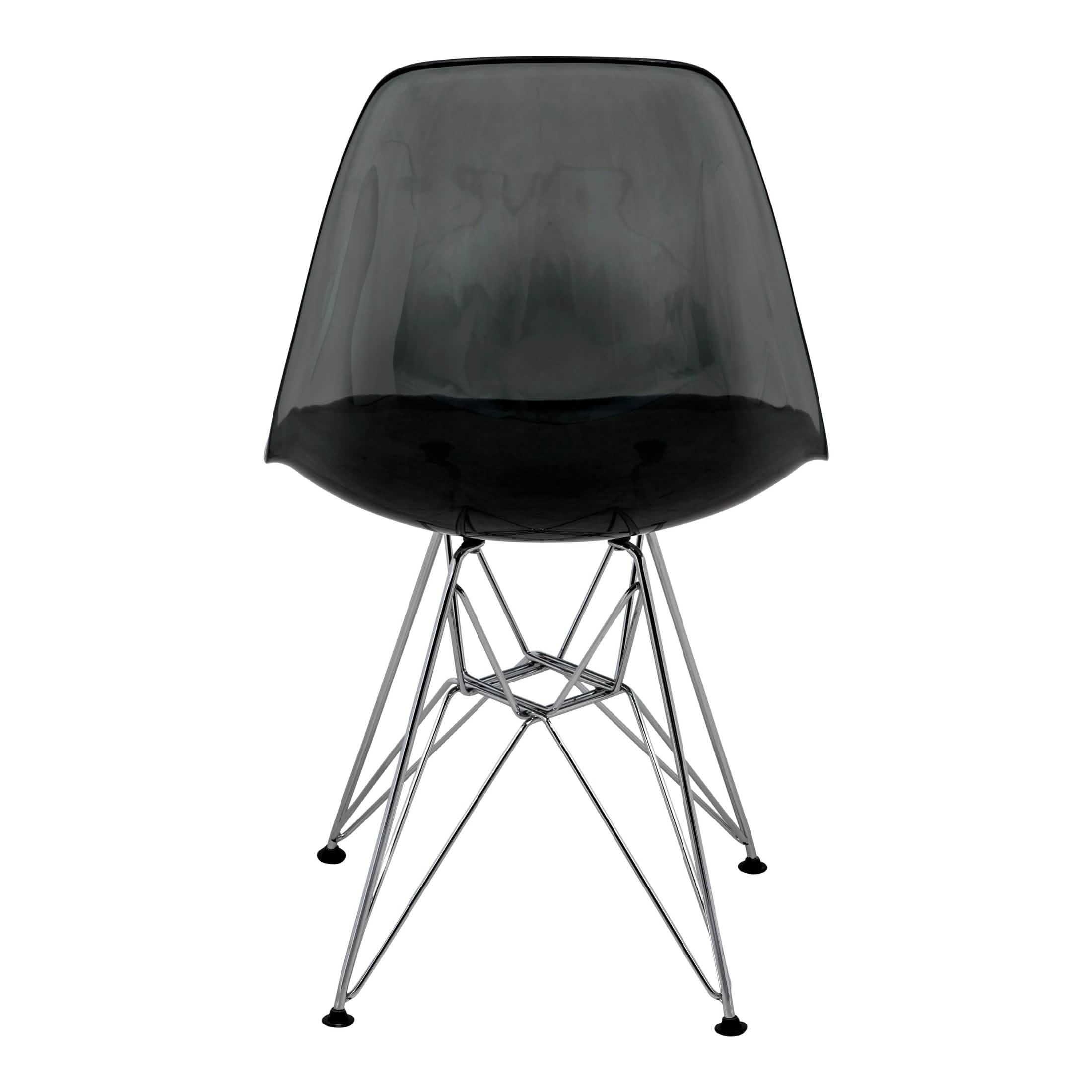 Bristol 5 - Piece Dining Set 35" Round Dining Table in Black Iron - 4 ABS Plastic Side Chair in Chrome