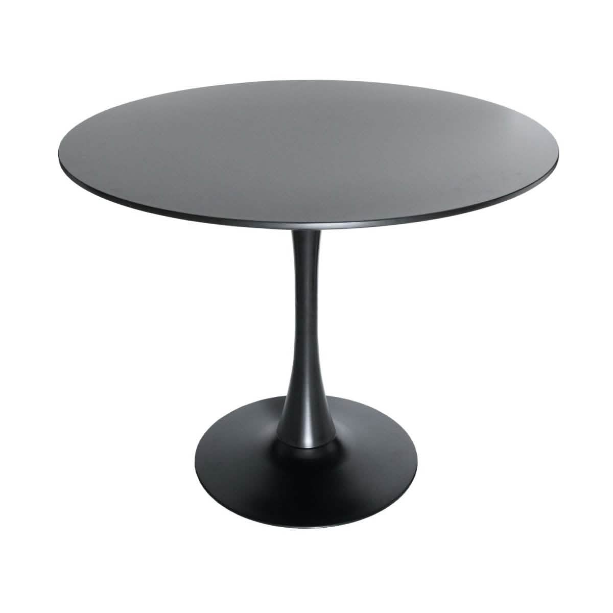 Bristol 5 - Piece Dining Set 35" Round Dining Table in Black Iron - 4 ABS Plastic Side Chair in Chrome