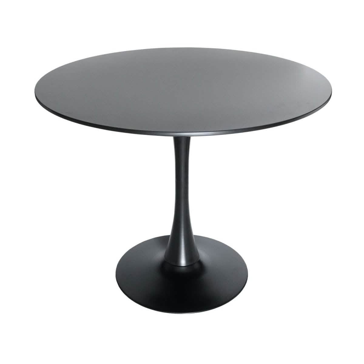 Bristol 5 - Piece Dining Set 35" Round Dining Table in Black Iron - 4 ABS Plastic Side Chair in Chrome