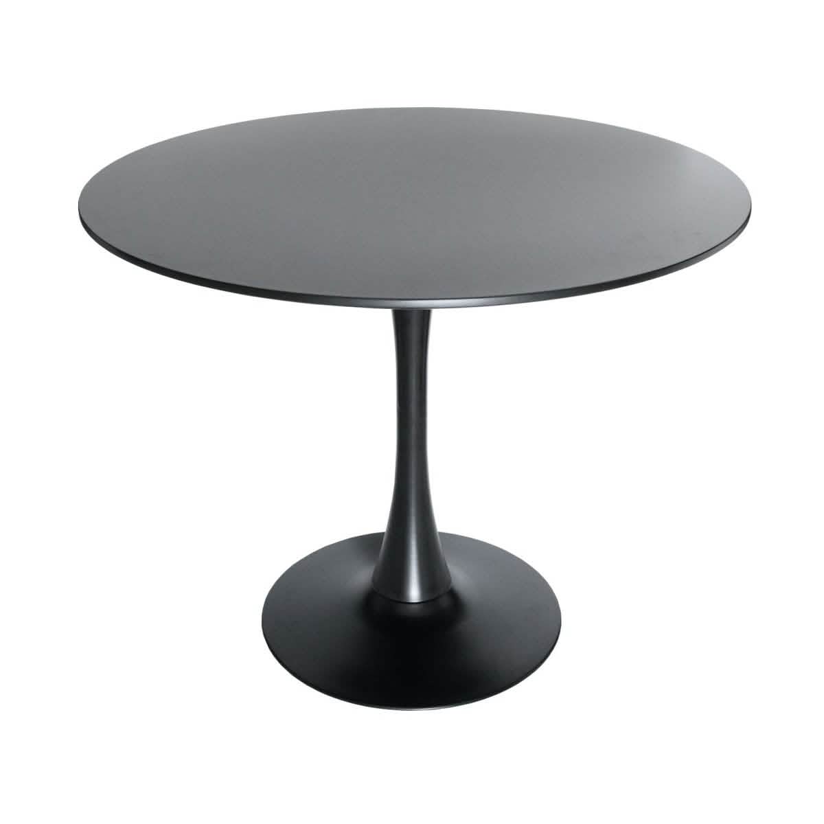 Bristol 5 - Piece Dining Set 35" Round Dining Table in Black Iron - 4 ABS Plastic Side Chair in Chrome