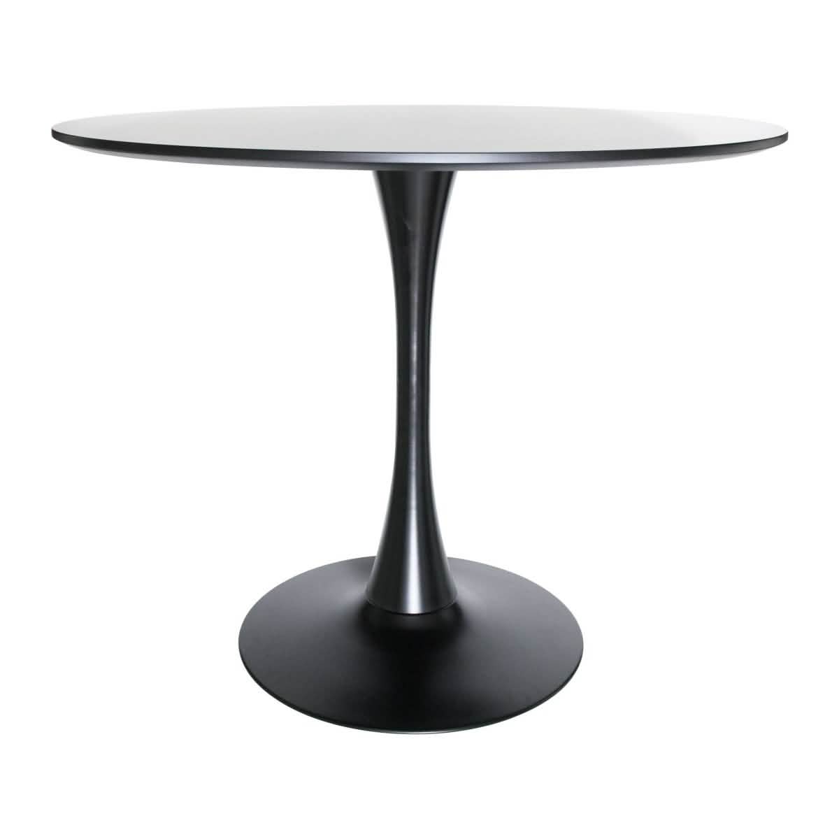 Bristol 5 - Piece Dining Set 35" Round Dining Table in Black Iron - 4 ABS Plastic Side Chair in Chrome