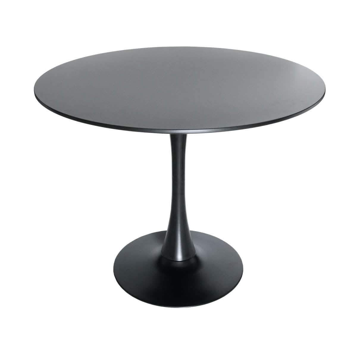Bristol 5 - Piece Dining Set 35" Round Dining Table in Black Iron - 4 ABS Plastic Side Chair in Chrome