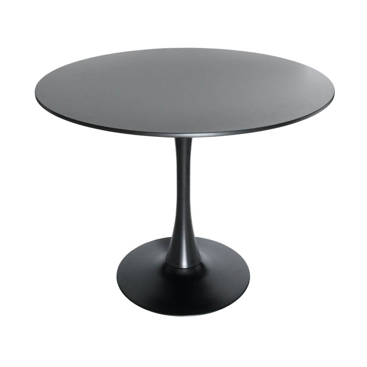 Bristol 5 - Piece Dining Set 35" Round Dining Table in Black Iron - 4 ABS Plastic Side Chair in Gold