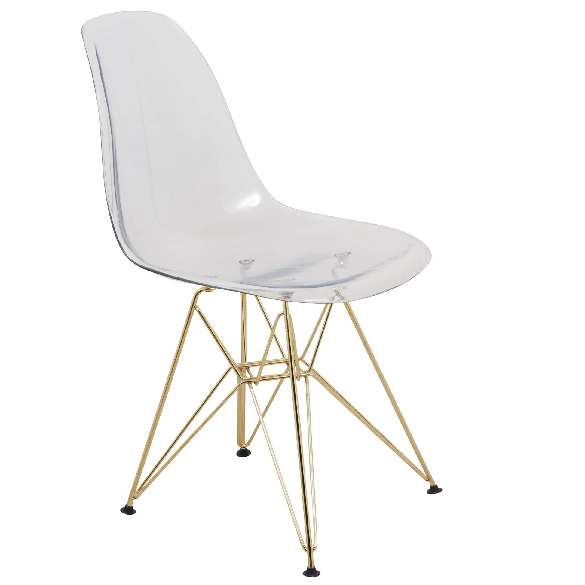 Bristol 5 - Piece Dining Set 35" Round Dining Table in Black Iron - 4 ABS Plastic Side Chair in Gold