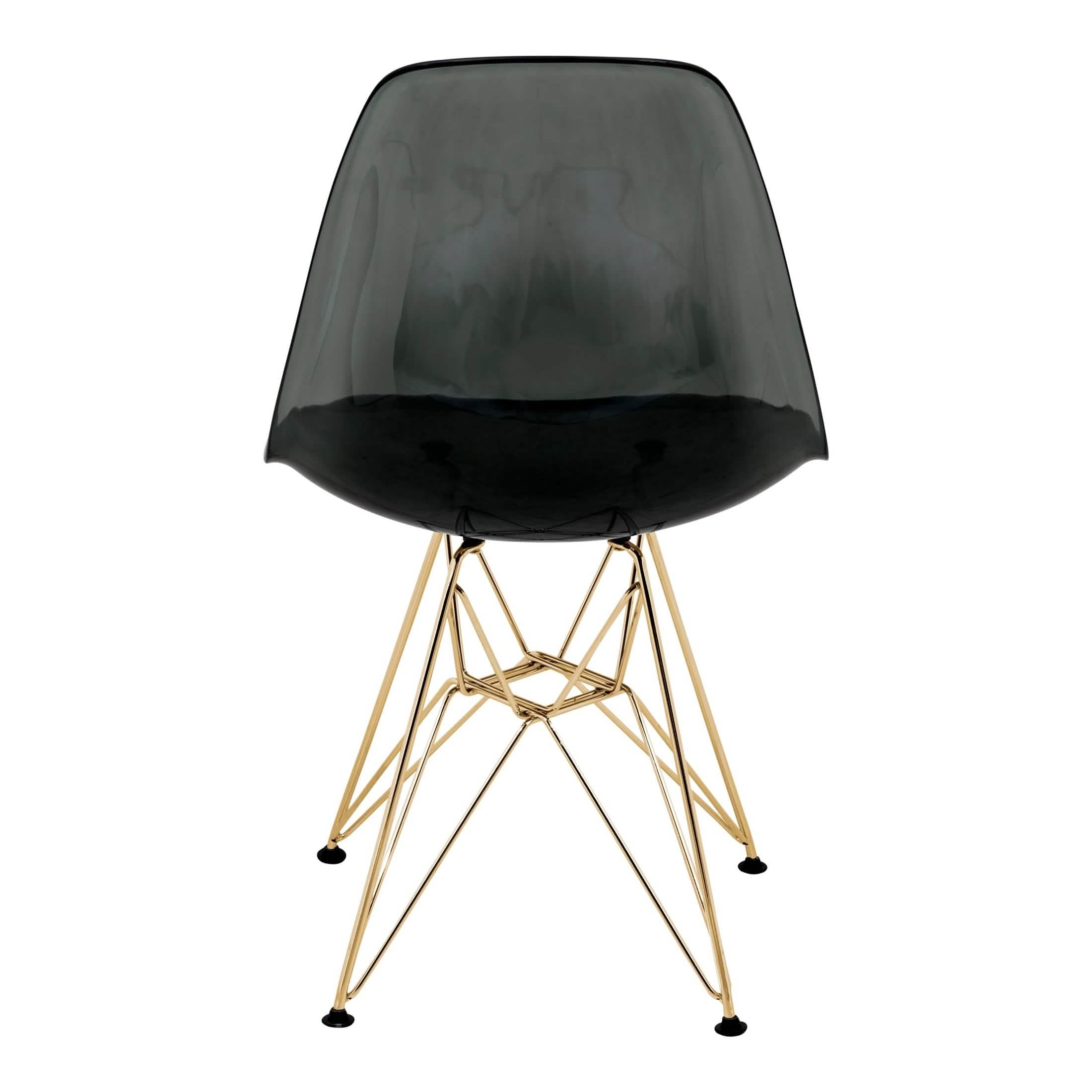 Bristol 5 - Piece Dining Set 35" Round Dining Table in Black Iron - 4 ABS Plastic Side Chair in Gold