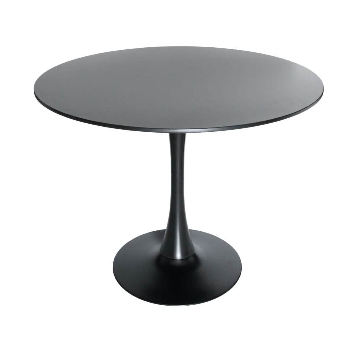 Bristol 5 - Piece Dining Set 35" Round Dining Table in Black Iron - 4 ABS Plastic Side Chair in Gold