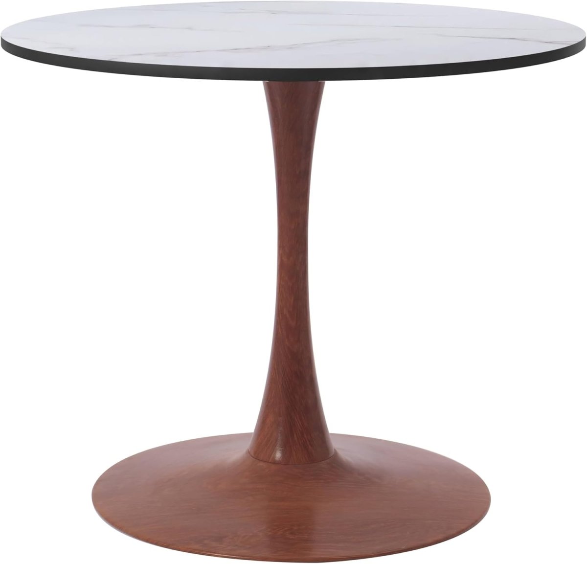 Bristol Round Dining Table With MDF Wood/Sintered Stone Tabletop with Cherry Finish Pedestal Base
