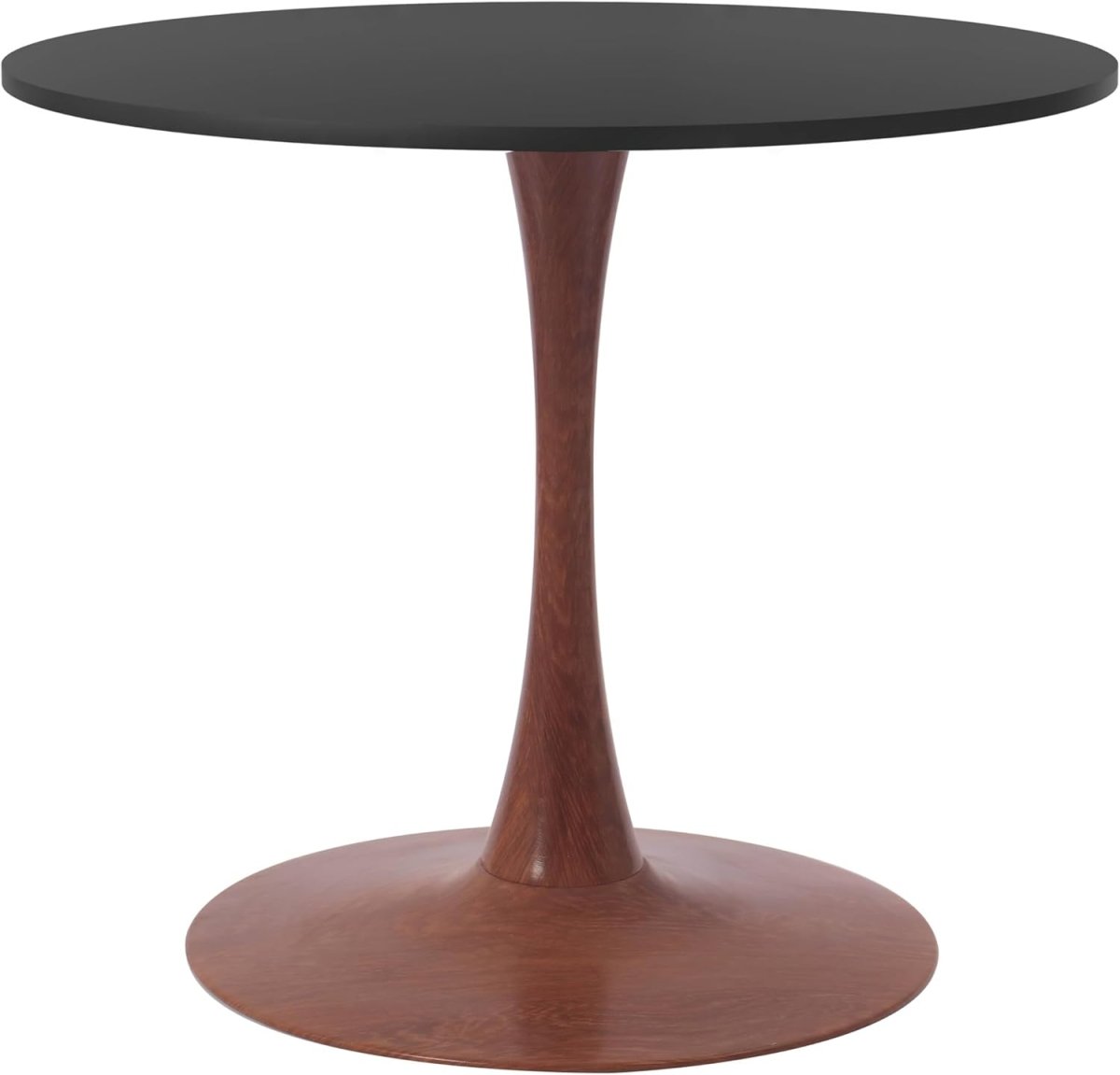 Bristol Round Dining Table With MDF Wood/Sintered Stone Tabletop with Cherry Finish Pedestal Base