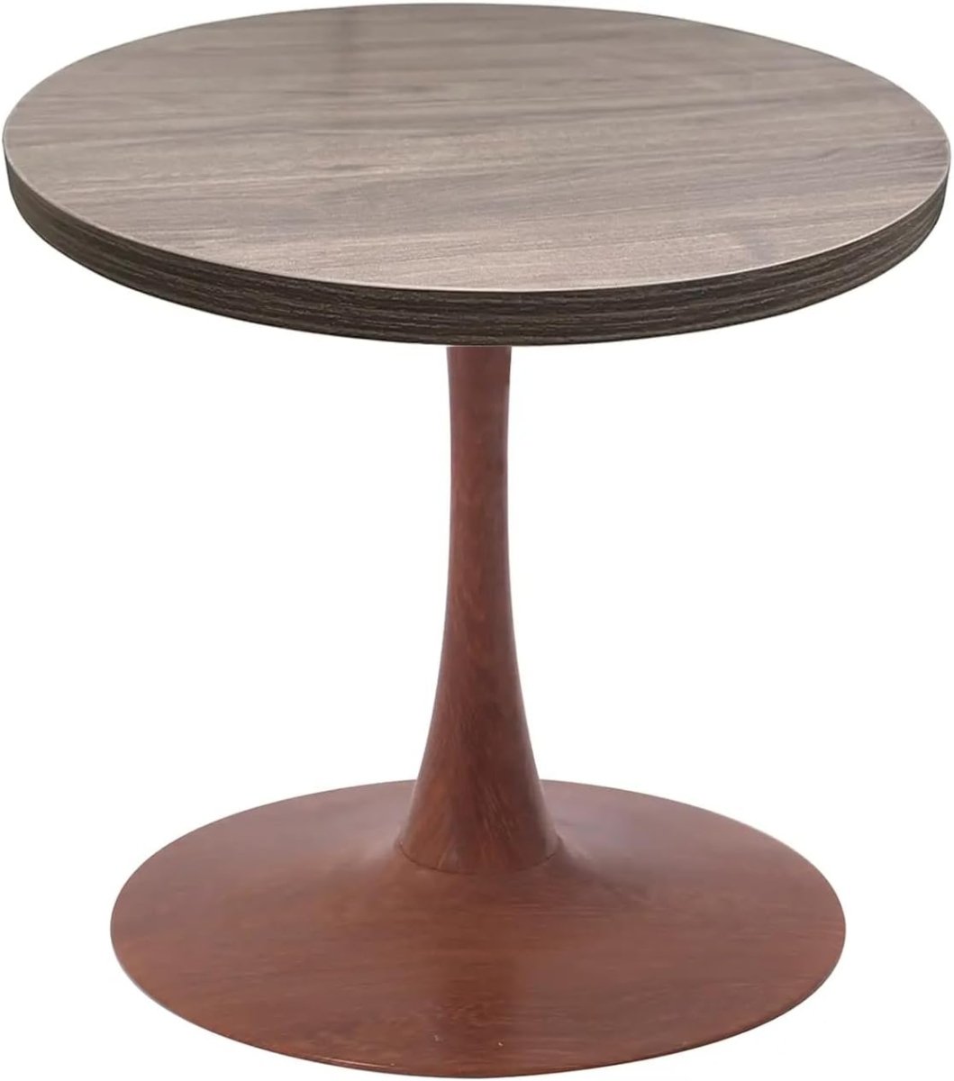 Bristol Round Dining Table With MDF Wood/Sintered Stone Tabletop with Cherry Finish Pedestal Base