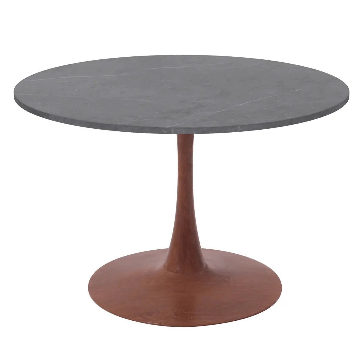 Bristol Round Dining Table With MDF Wood/Sintered Stone Tabletop with Cherry Finish Pedestal Base
