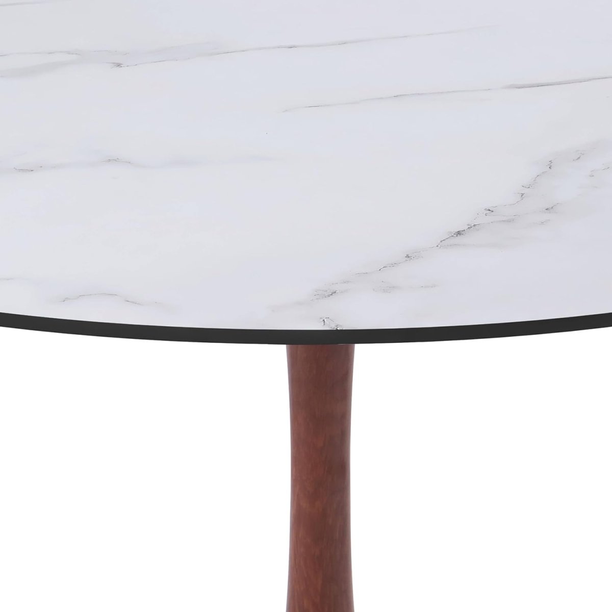 Bristol Round Dining Table With MDF Wood/Sintered Stone Tabletop with Cherry Finish Pedestal Base