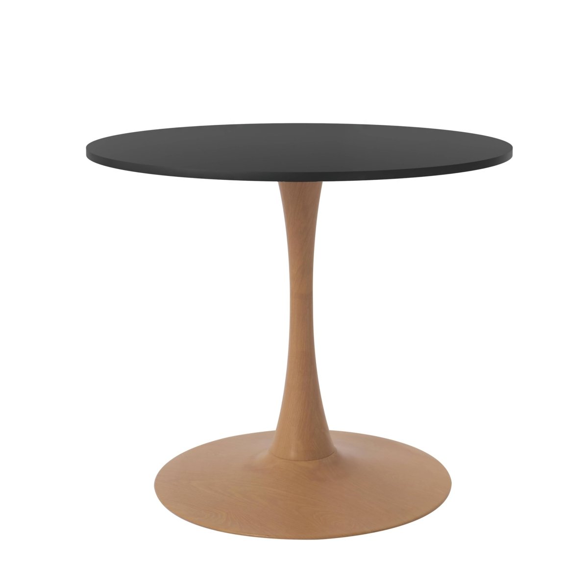 Bristol Round Dining Table With MDF Wood/Sintered Stone Tabletop with Natural Wood Finish Pedestal Base